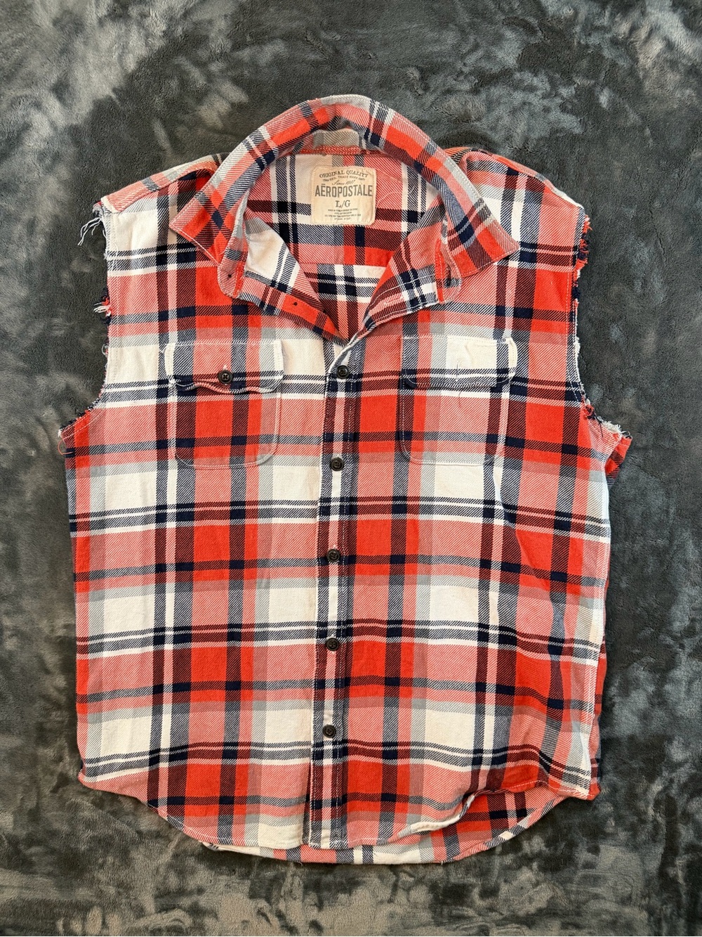 Aeropostale Red, White & Navy Plaid Button-Up Shirt